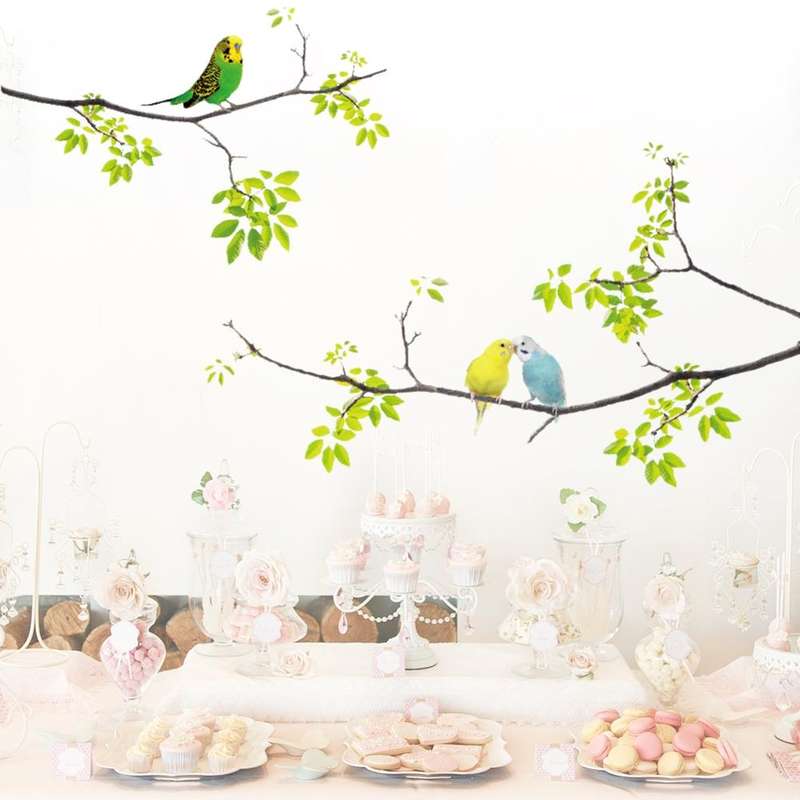 Fresh Branches Birds Wall Sticker Living Room TV Sofa Background Decoration