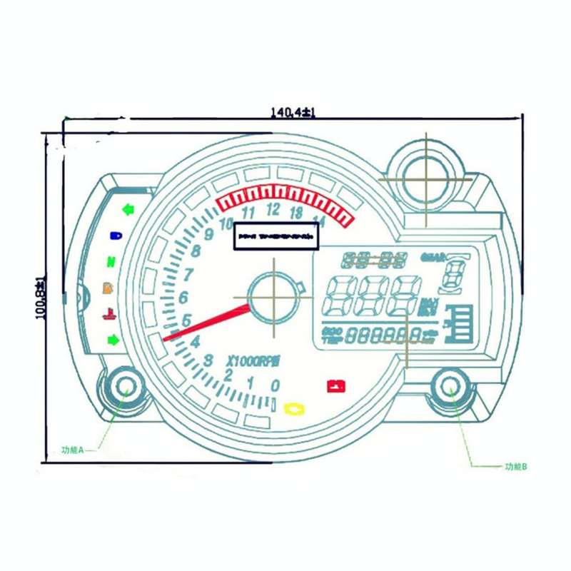 Universal Multi-functional Motorcycle Rotating Speed Mileage Gear Water Temperature Clock Meter G...