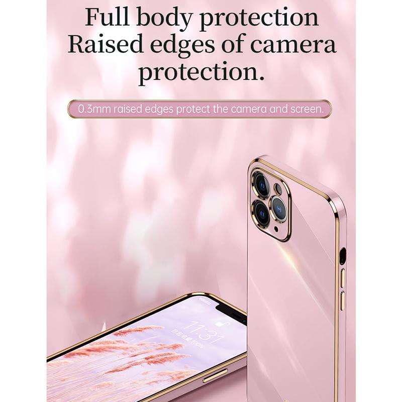 For iPhone 12 XINLI Straight 6D Plating Gold Edge TPU Shockproof Case(Cherry Purple)
