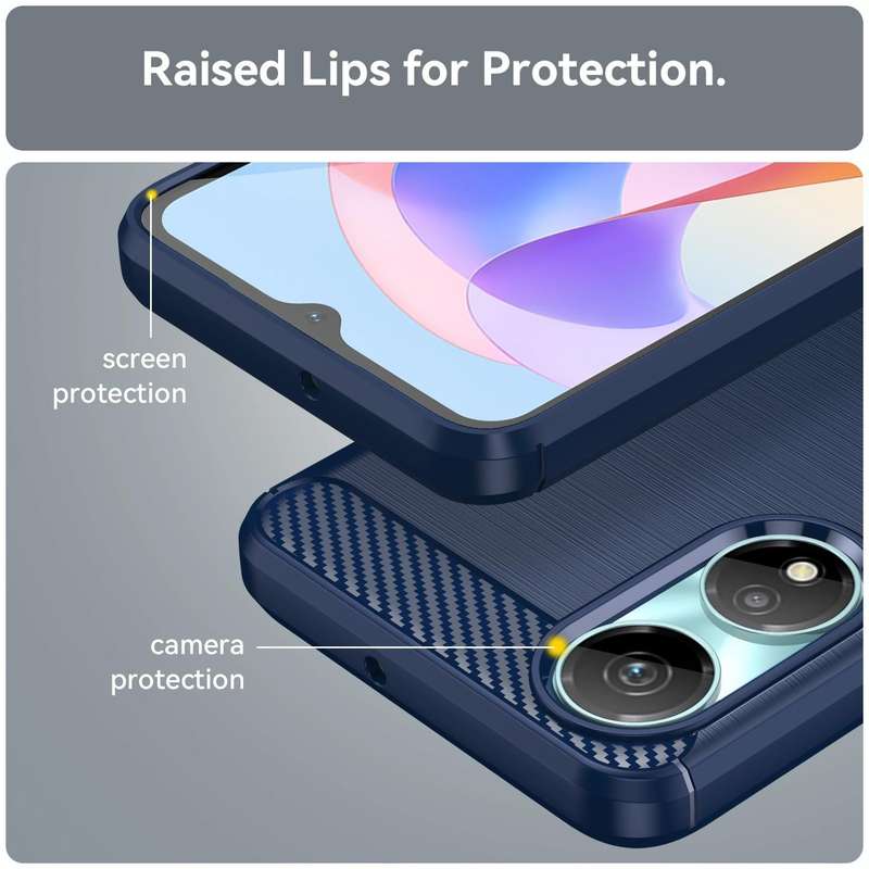 For Honor X7b Brushed Texture Carbon Fiber TPU Phone Case(Blue)