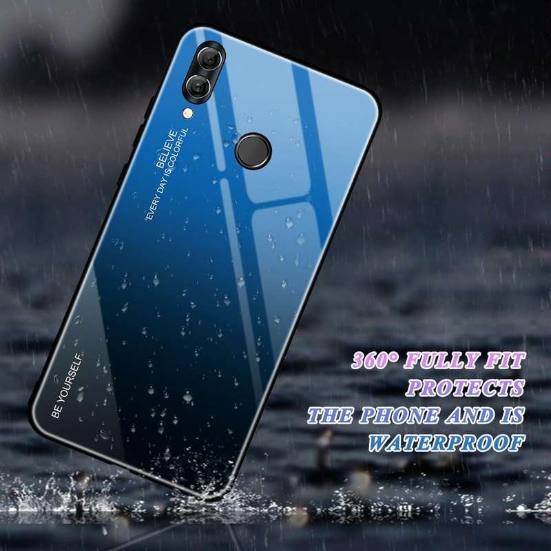 For Huawei Honor 10 Lite Gradient Color Glass Case(Purple)