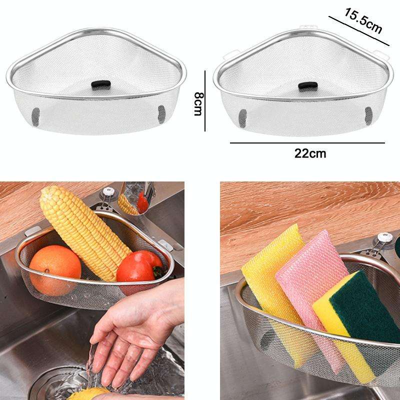 Kitchen Multifunctional Stainless Steel Triangle Sink Drain Basket, Style: Standing