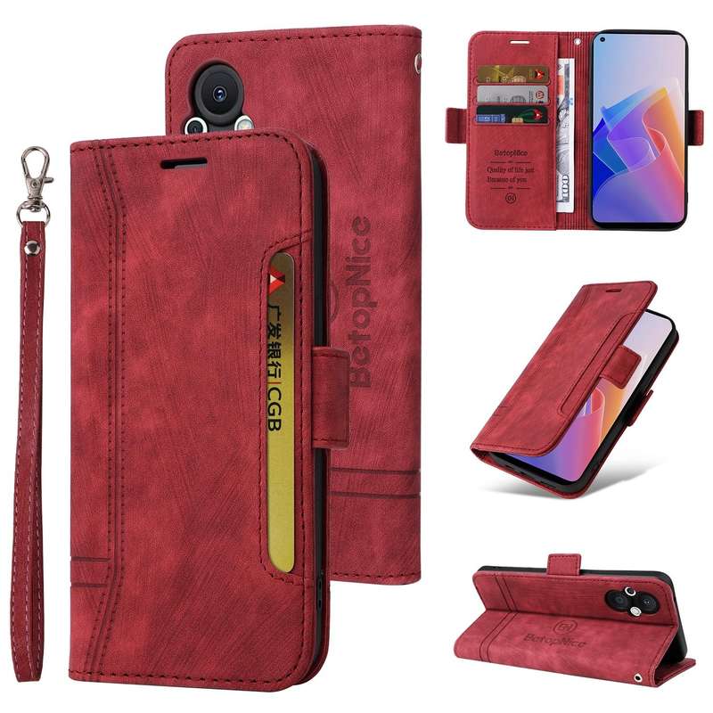 For OPPO Reno 7Z 5G BETOPNICE Dual-side Buckle Leather Phone Case(Red)