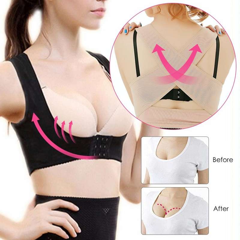 Women Ultrathin Kyphosis Correction Shoulder Support Tight-fitting Orthopedic Belt, Size:L(Flesh ...