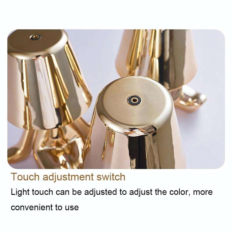 Cute Doll Shape Touch Adjustable Desk Lamp Mini Bedroom Rechargeable Night Light, Spec: 8047(Gold)