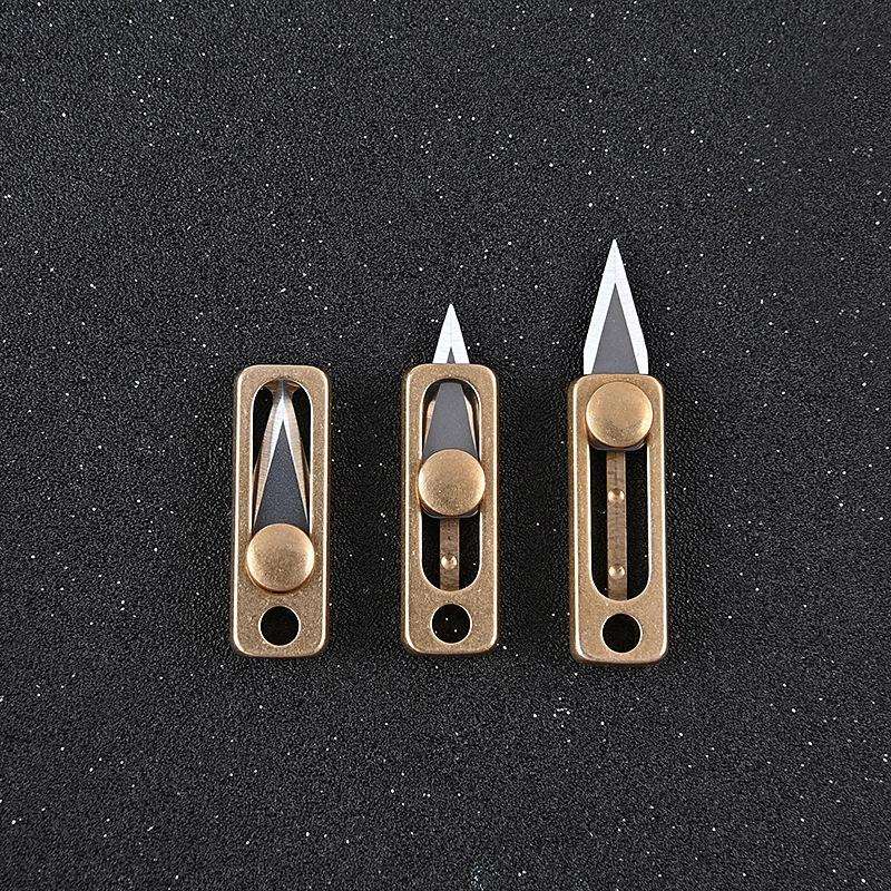 Brass Mini Knife Carry-on EDC Keychain Pendant Push-pull Unpacking Knife