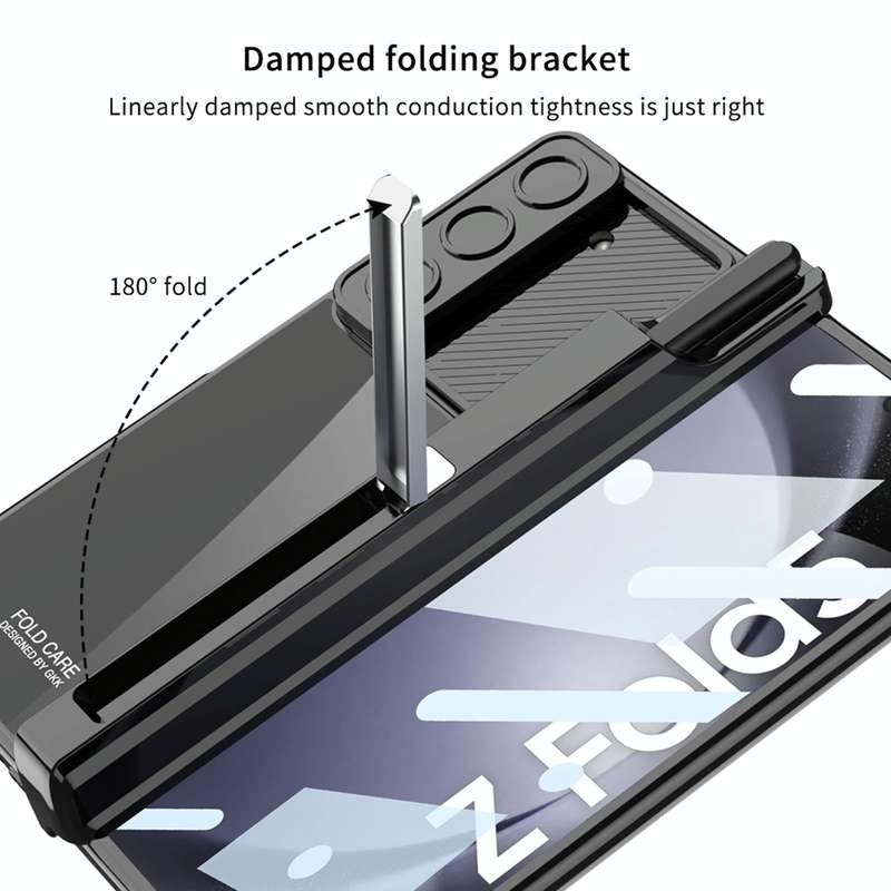 For Samsung Galaxy Z Fold5 5G GKK Integrated Push Lens Window Fold Hinge Phone Case with Pen Slot...
