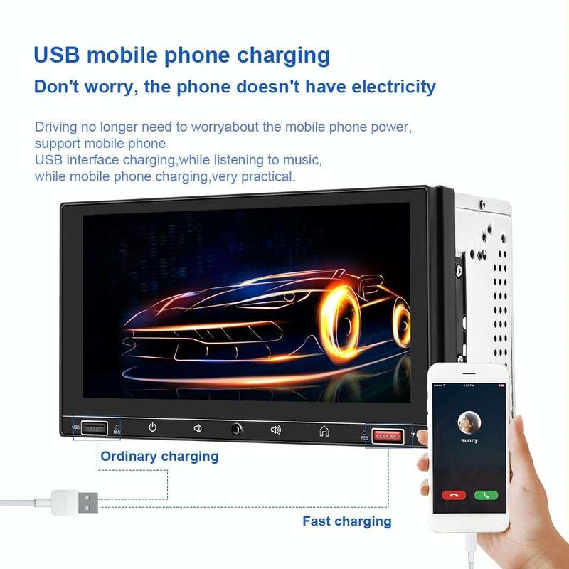 A2916 7 inch Dual-spindle Universal MP5 Car Carplay MP4 Player, Style: Standard+12 Light Camera