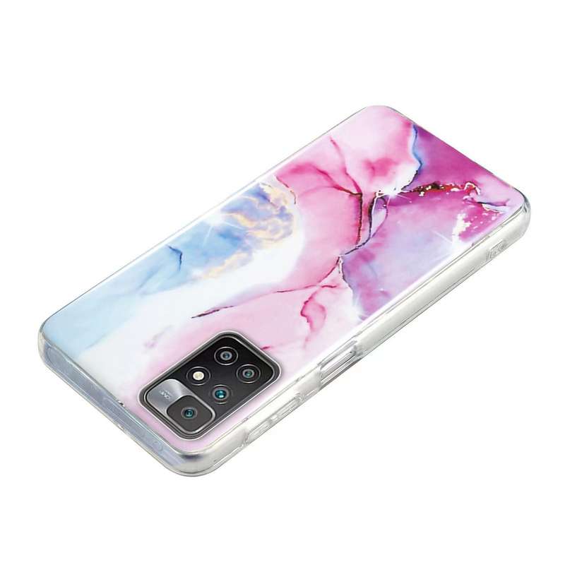 For Xiaomi Redmi 10 IMD Marble Pattern TPU Phone Case(Pink Blue)