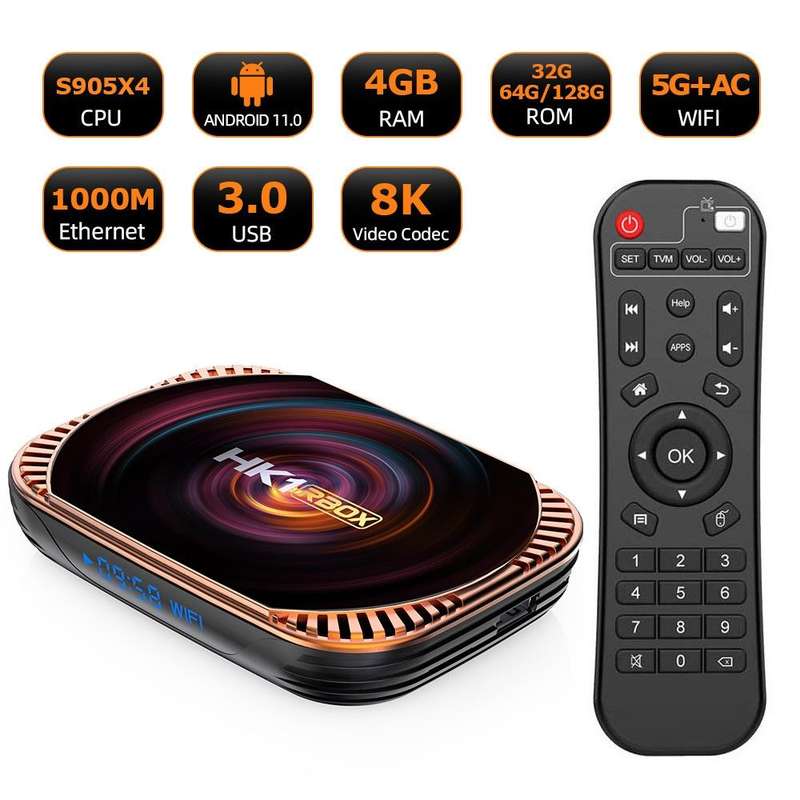 MECOOL HK1RBOX X4 4K TV Box, Android 11 Amlogic S905X4 CPU with RC 4GB+32GB(UK Plug)