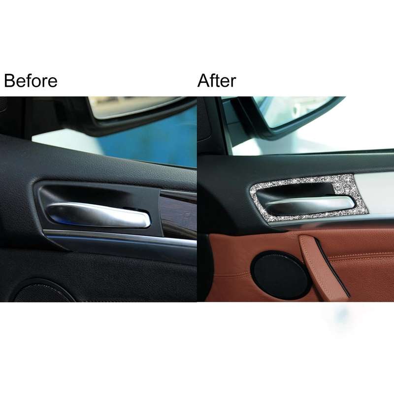 For BMW X5 E70 / X6 E71 2008-2014 Car Door Inner Handle Frame Diamond Decoration Sticker, Left an...