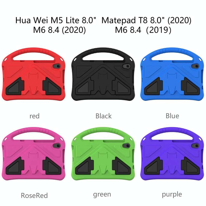 For Huawei MediaPad M5 Lite 8 EVA Flat Anti Falling Protective Case Shell with Holder(Purple)