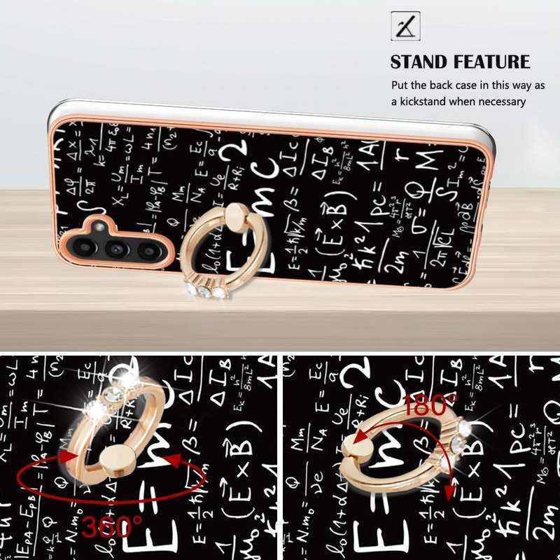 For Samsung Galaxy A34 5G Electroplating Dual-side IMD Phone Case with Ring Holder(Equation)