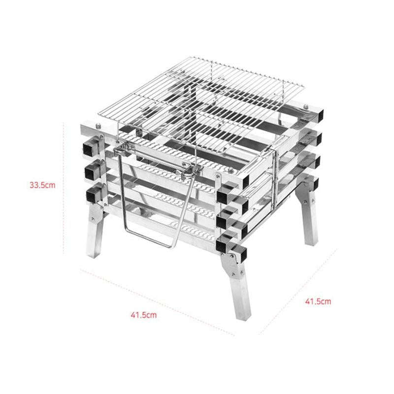 CF-723 All Stainless Steel Camping Folding Portable Barbecue Grill Charcoal Grill Wood Stove