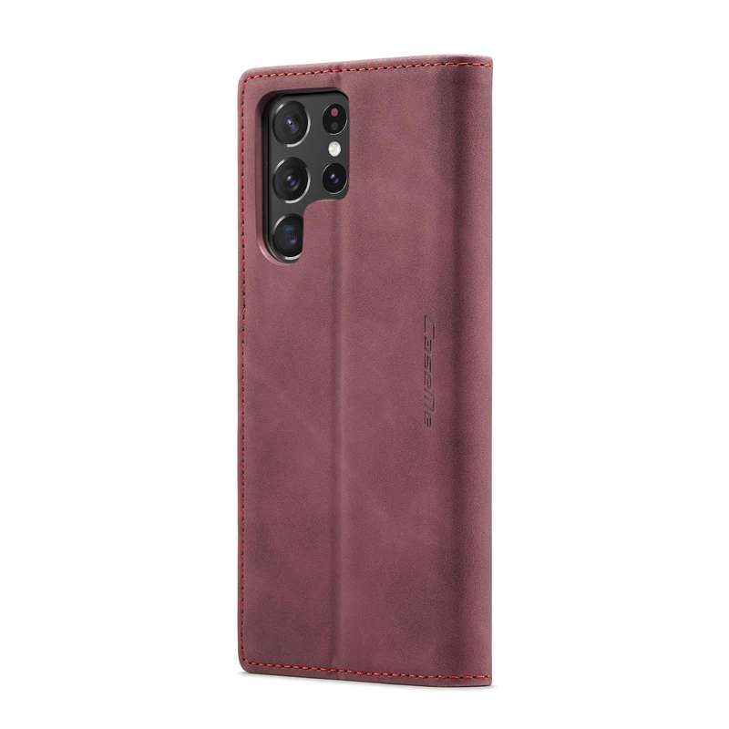 For Samsung Galaxy S22 Ultra 5G CaseMe 013 Multifunctional Leather Phone Case(Wine Red)