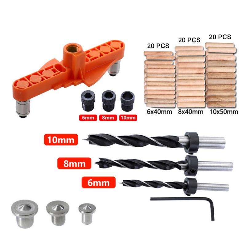 DIY Woodworking Hole Locator Self-Centering Marker, Model: Orange Drill Bit+60 Wood Tips+Top