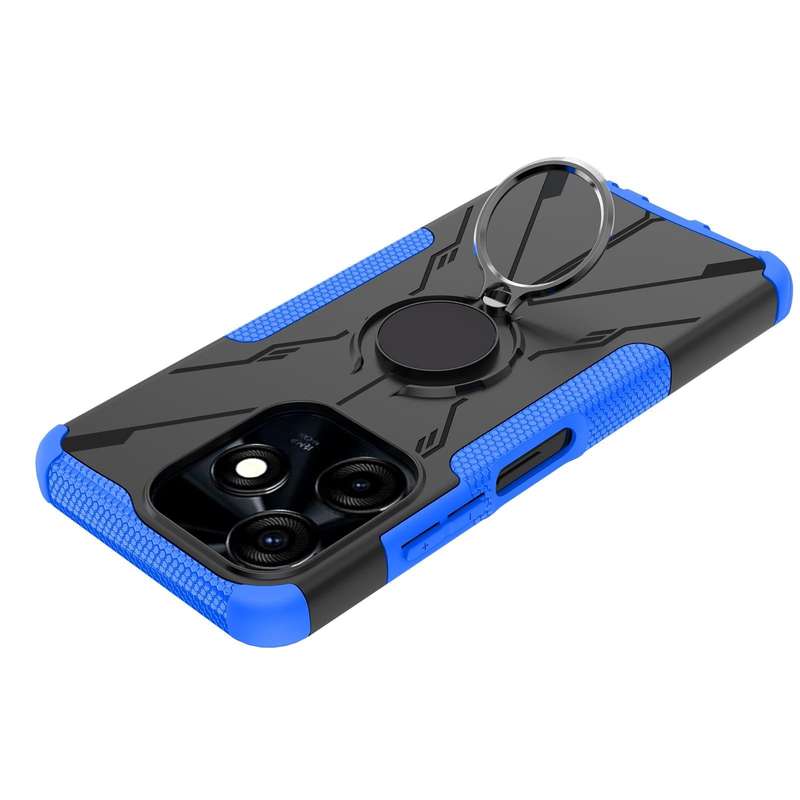 For Tecno Spark 10C Armor Bear Shockproof PC + TPU Phone Case with Ring(Blue)
