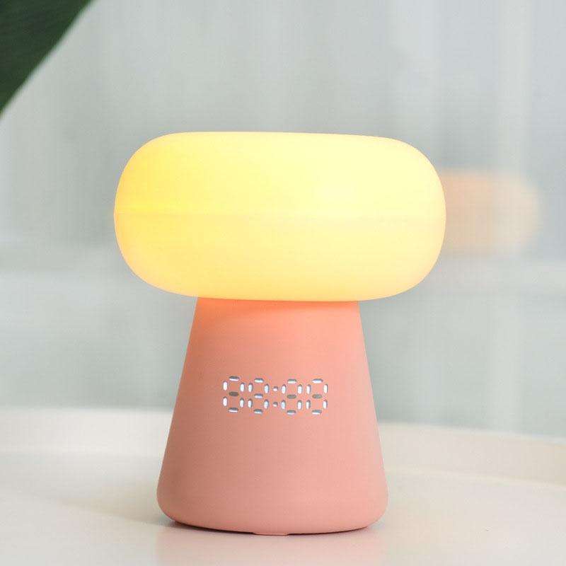 XYD-055 Cloud Mushroom USB Clock Night Light Sleep Timer Remote Control Bedside Lamp, Light color...