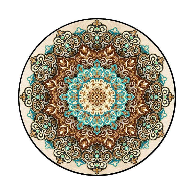 Ethnic Carpet Camel Mandala Flower Carpet Non-slip Floor Mat, Size:Diameter 40cm(Gray)