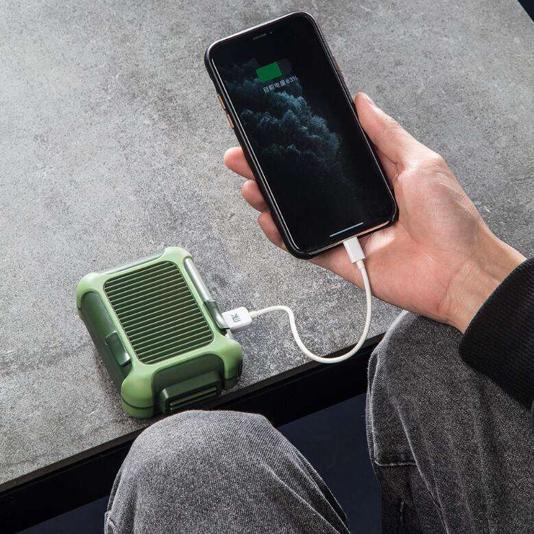Wall-mounted Fan Outdoor USB Charging Waist-mounted Portable Fan(Dark Green+Light Green)