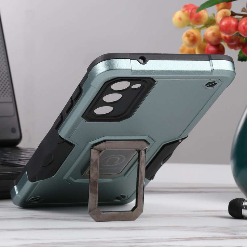 For Samsung Galaxy S20 FE Ring Holder Non-slip Armor Phone Case(Green)