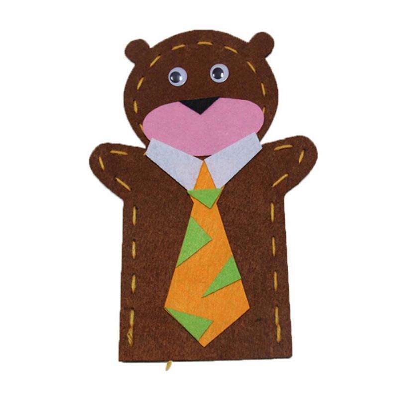 5 PCS DIY Handmade Cartoon Animals Nonwoven Fabric Glove Kids Education Learning Craft Toys, Rand...