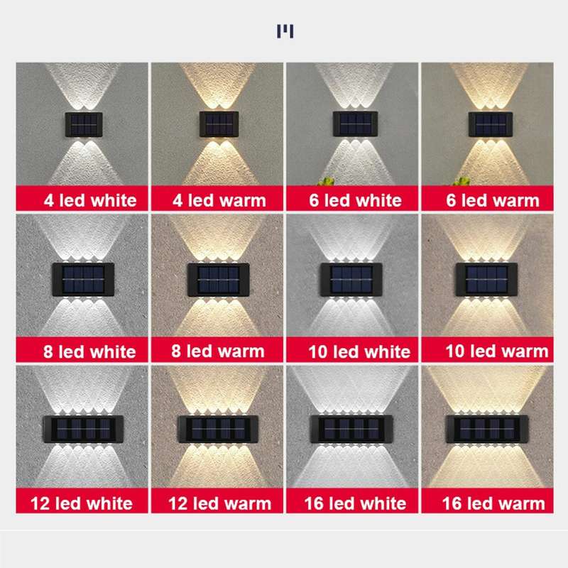 6LED NiMH Solar Wall Lamp Outdoor Waterproof Up And Down Double-headed Spotlights(Warm Light)