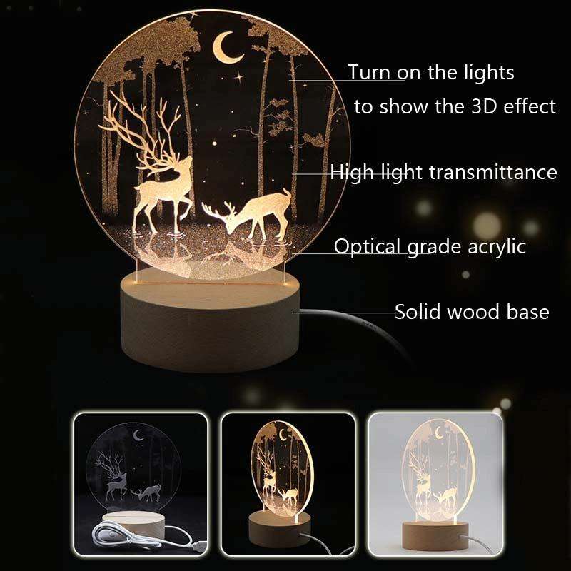 3D Atmosphere Decorative Light Acrylic Inner Carved LED Night Light Creative Girl Table Lamp(Whal...