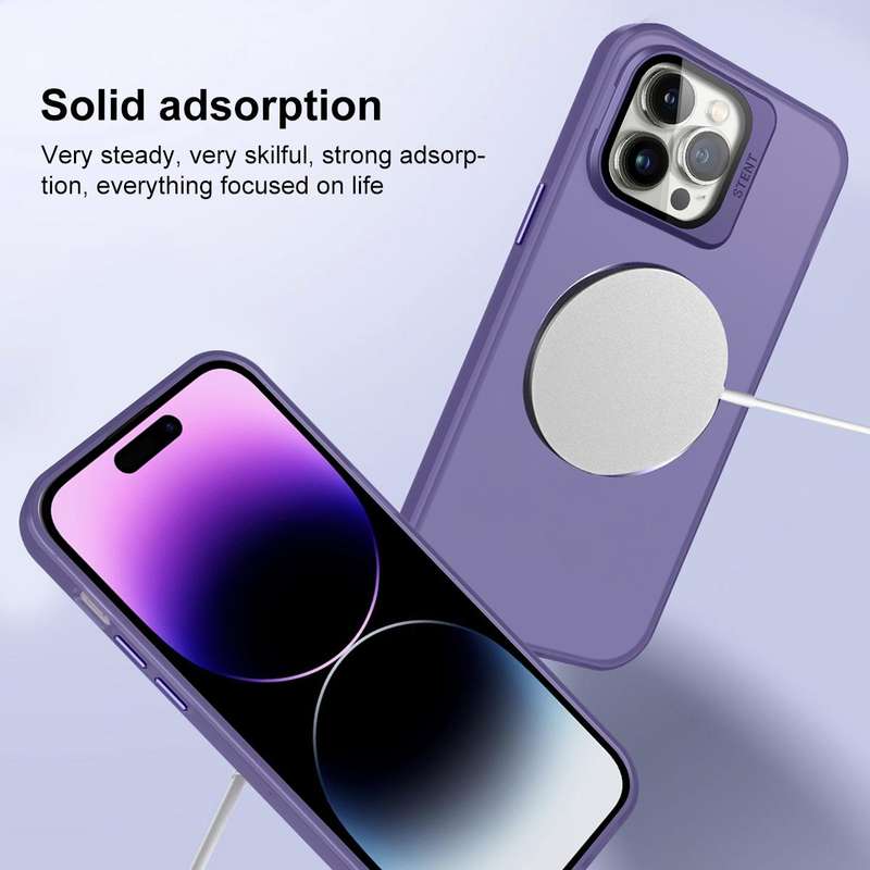 For iPhone XR Skin Feel CD Texture MagSafe Lens Holder Phone Case(Dark Purple)