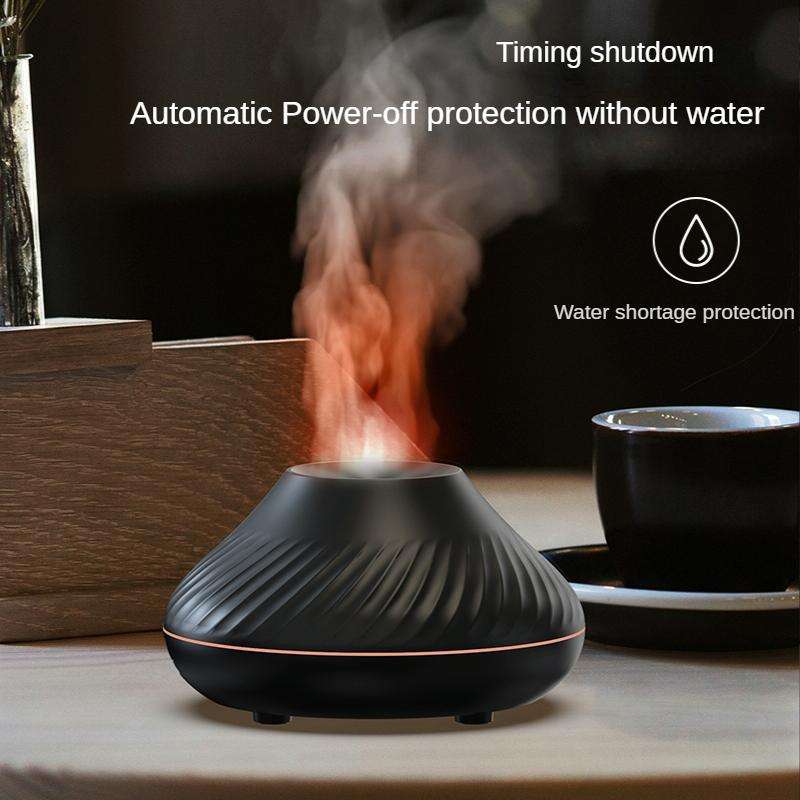 DQ705 Volcanic Flame Aroma Diffuser Essential Oil Lamp Air Humidifier with Color Night Light(Black)