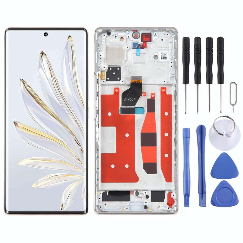 Original LCD Screen For Honor 70 Digitizer Full Assembly with Frame(Gold)
