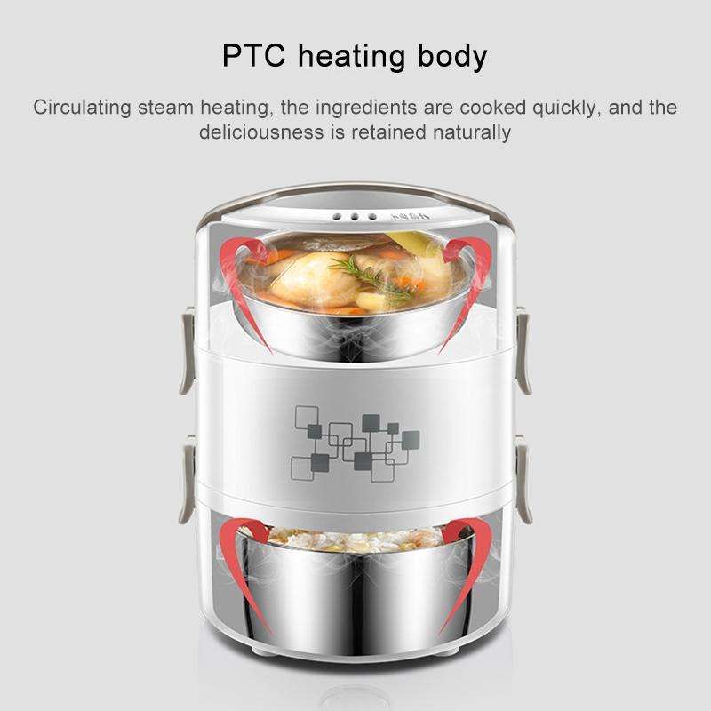 Yoice 220V Multi-function Electric Lunch Box Three-layer Stainless Steel Inner Rice Cooker, CN Pl...