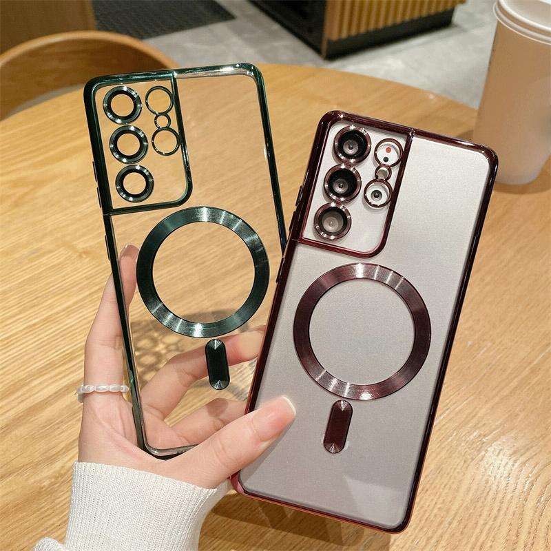For Samsung Galaxy S22 Ultra 5G TPU Electroplated Magsafe Magnetic Phone Case(Red)