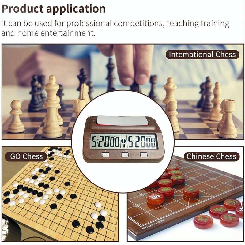 HQT101w Plastic Chess Clock Go Chess Timer(Wood Grain)