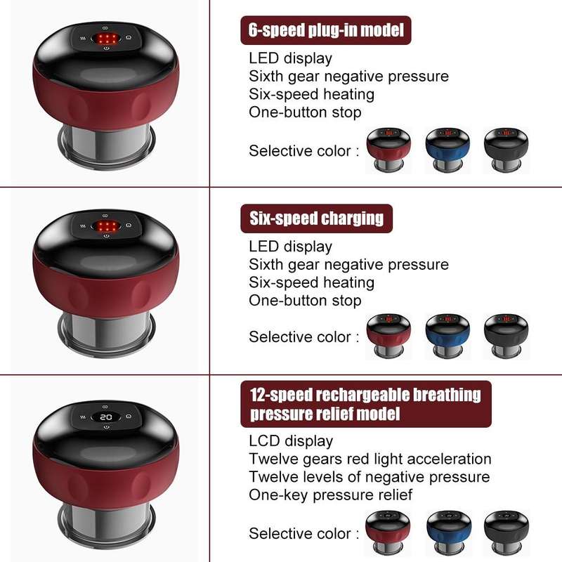 6-speed Charging Electric Cupping Massage Device(Red Wine)
