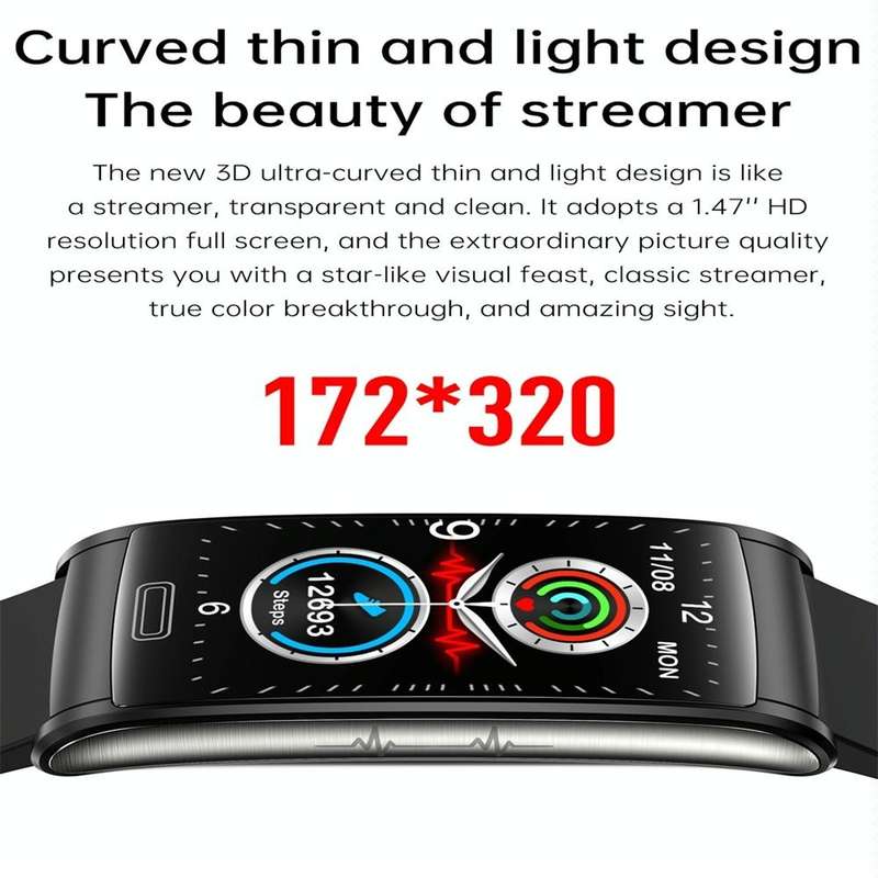 E600 1.47 inch Color Screen Smart Watch Silicone Strap Support Heart Rate Monitoring / Blood Pres...