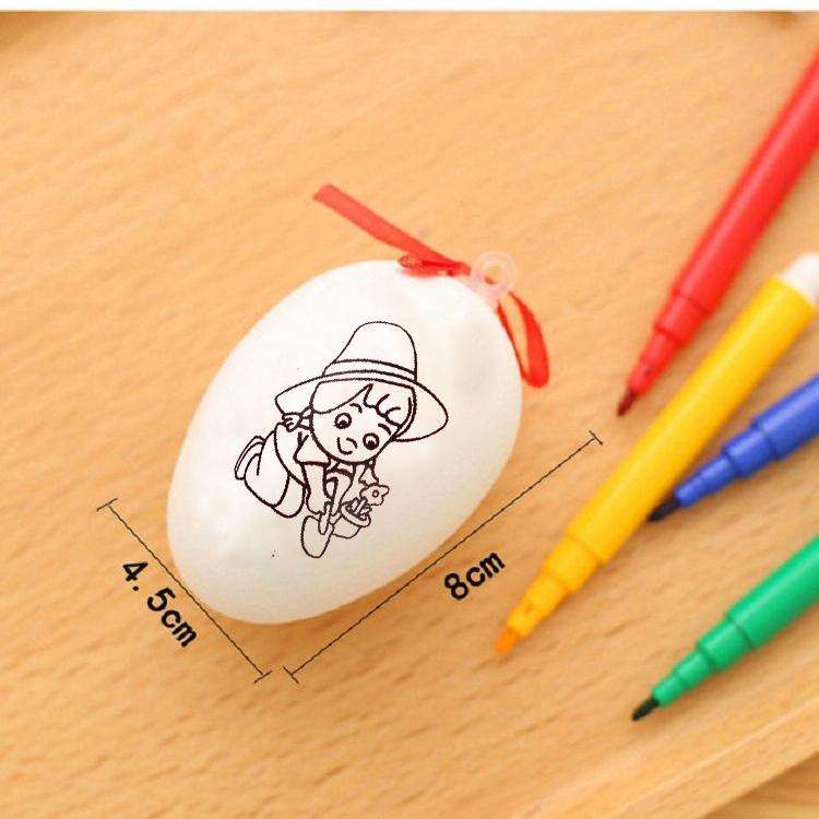 4 PCS Handmade Cartoon Painted Easter Eggs Children Educational Toys, Random Pattern and Color