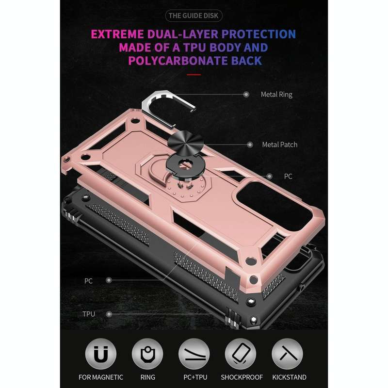 For Huawei P Smart 2021 Shockproof TPU + PC Protective Case with 360 Degree Rotating Holder(Rose ...