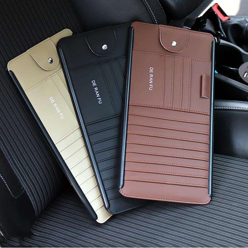 DERANFU Car Sun Visor Storage Multi-Function CD Clip Glasses Clip(Beige)