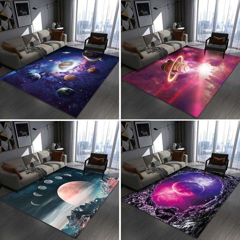 3D Visual Cartoon Cosmic Planet Living Room Carpet, Size: 50x80cm(RZ Cosmic Planet 10)