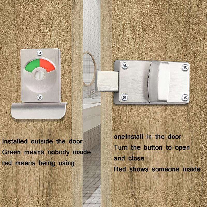 Toilet Red & Green Display Door Lock Public Toilet Stainless Steel Bolt Lock Indicating lock With...