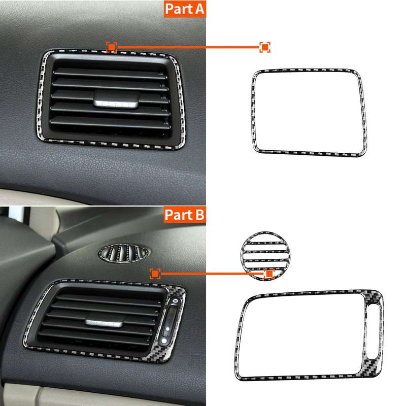 3 in 1 Car Carbon Fiber Front Passenger Seat Air Outlet Decorative Sticker for Honda Civic 8th Ge...