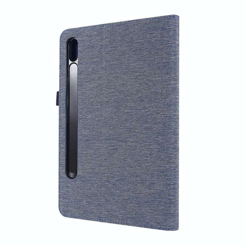 For Samsung Galaxy Tab S8 Ultra Horizontal Flip Fabric Leather Tablet Case with Card Slots & Hold...