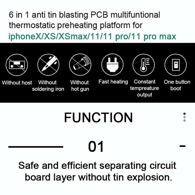 BAKU BA-676 110V-120V Multifuntional PCB IC Glue Remove Thermostatic Heating Platform for iPhone ...