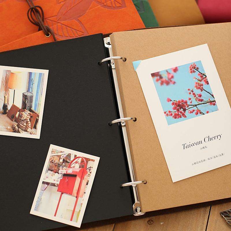 PU Leather Vintage Antique Kraft Paper Photo Albums(Black)
