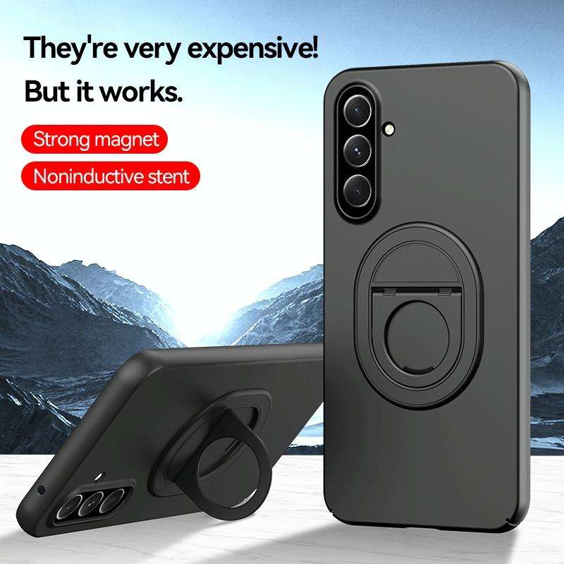 For Samsung Galaxy A34 Magsafe Hidden Fold Holder Full Coverage Shockproof Phone Case(Grey)