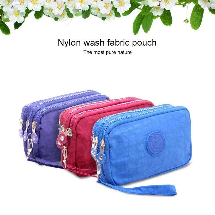 Three-Layer Zipper Short for Ladies Change Mobile Bag(Rose red)