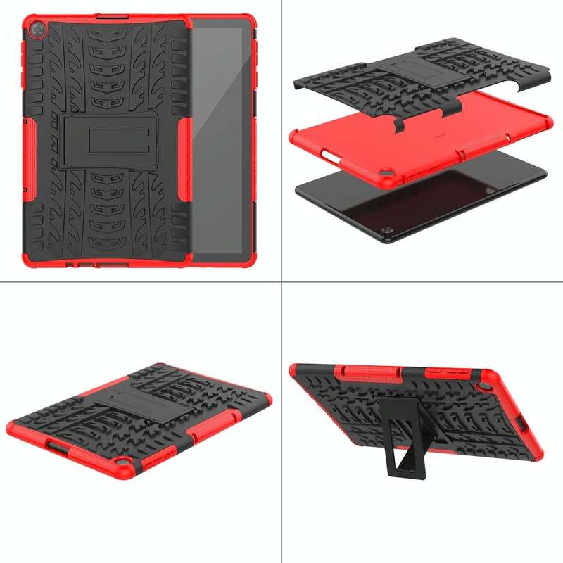 For Huawei MatePad T10/T10S/Enjoy 2 Tire Texture Shockproof TPU+PC Protective Case with Holder(Or...