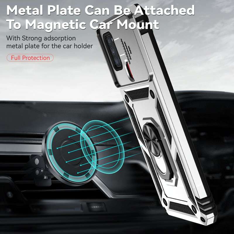 For Samsung Galaxy A21s Sliding Camshield Holder Phone Case(Silver)
