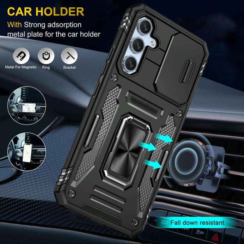 For Samsung Galaxy S23 FE 5G Armor PC + TPU Camera Shield Phone Case(Black)
